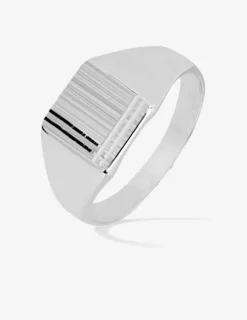 Chevalière plateau carré 9 mm finition brossée argent 925‰ rhodié SO OR