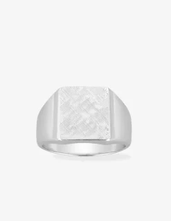 Chevalière plateau carré 13 mm finition brossée argent 925‰ rhodié SO OR