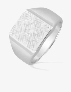 Chevalière plateau carré 13 mm finition brossée argent 925‰ rhodié SO OR