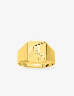 Chevalière plateau carré 9 x 9 mm or jaune 375‰ SO OR