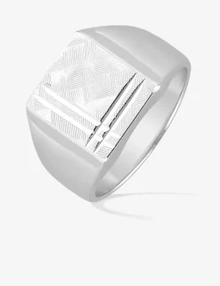 Chevalière plateau carré quadrillé 12 mm argent 925‰ rhodié SO OR