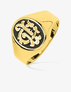 Chevalière plateau ovale 10 mm onyx et or jaune 375‰ SO OR