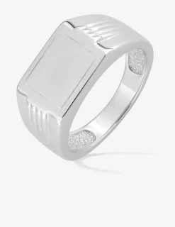 Chevalière plateau rectangle 14 x 9 mm et rainures argent 925‰ rhodié SO OR