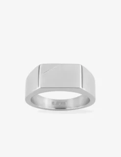 Chevalière plateau rectangle acier SO OR