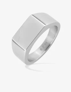 Chevalière plateau rectangle acier SO OR