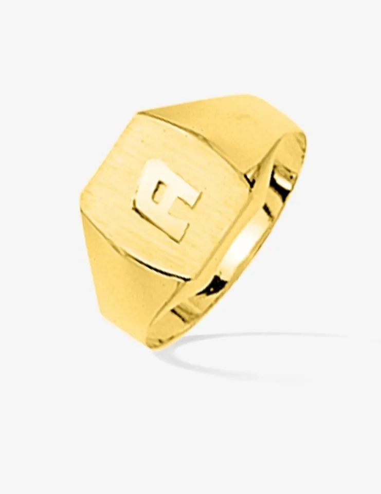 Chevalière plateau rectangle 10 x 7 mm or jaune 750‰ SO OR