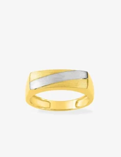 Chevalière plateau rectangle brossé plaqué or et rhodium SO OR