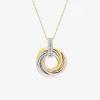 Collier 3 ors 375 ‰, rhodium, mutli anneaux et oxydes de zirconium SO OR