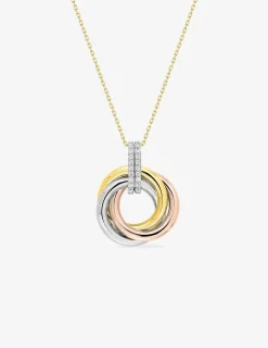 Collier 3 ors 375 ‰, rhodium, mutli anneaux et oxydes de zirconium SO OR