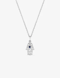 Collier acier avec motif main et cristal synthétique SO OR