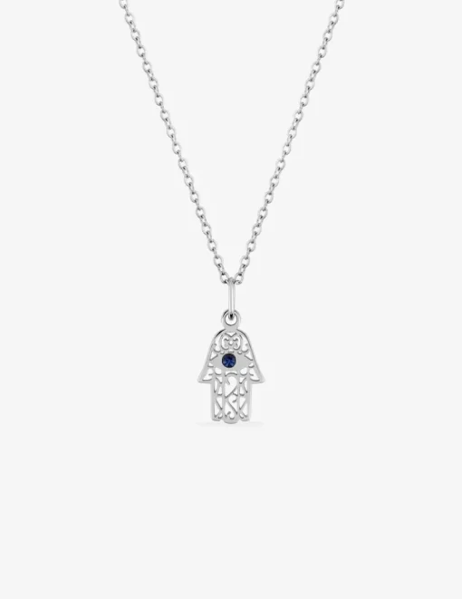 Collier acier avec motif main et cristal synthétique SO OR