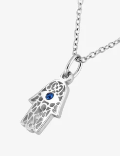 Collier acier avec motif main et cristal synthétique SO OR