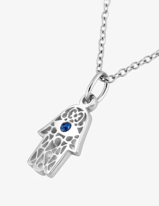 Collier acier avec motif main et cristal synthétique SO OR