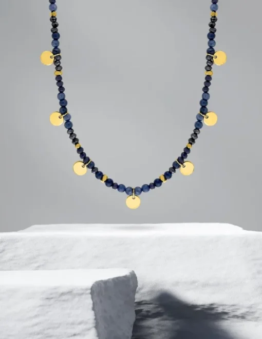 Collier acier bleu et doré SO OR