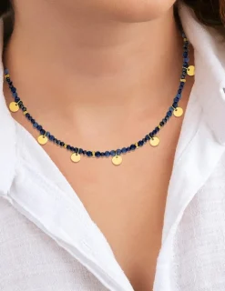 Collier acier bleu et doré SO OR