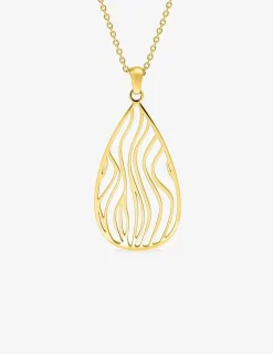 Collier acier doré avec pendentif gouttes à motif ligne graphique sur bélière SO OR