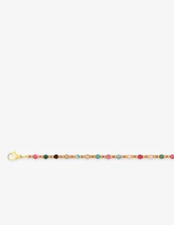 Collier acier doré, boules de verre rose SO OR