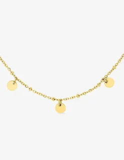 Collier acier doré, breloques rondes SO OR