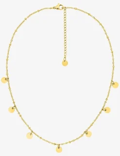 Collier acier doré, breloques rondes SO OR