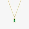 Collier acier doré et oxyde de zirconium vert rectangle SO OR