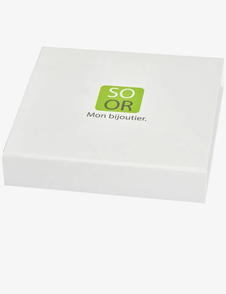 Collier acier doré et oxyde de zirconium vert rectangle SO OR