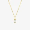 Collier acier doré et oxyde de zirconium blanc rectangle SO OR