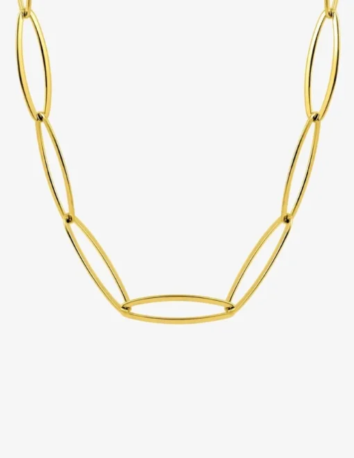 Collier acier doré grosse maille fantaisie SO OR