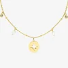 Collier acier doré motif étoile, perles et cristaux blancs SO OR
