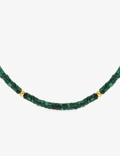 Collier acier fantaisie malachite synthétique SO OR