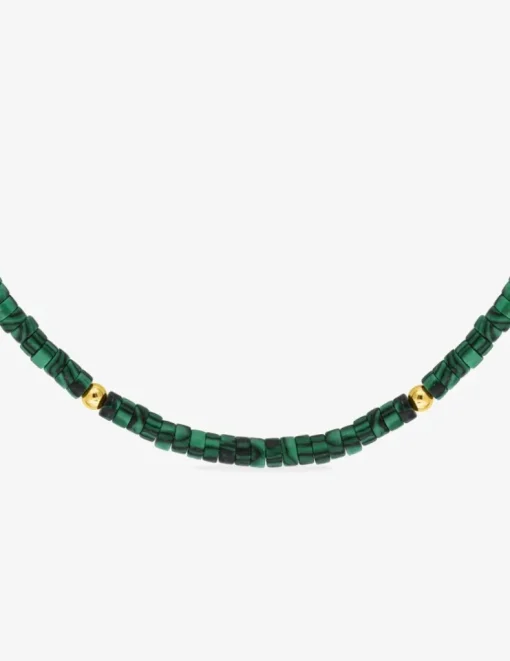 Collier acier fantaisie malachite synthétique SO OR
