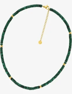 Collier acier fantaisie malachite synthétique SO OR