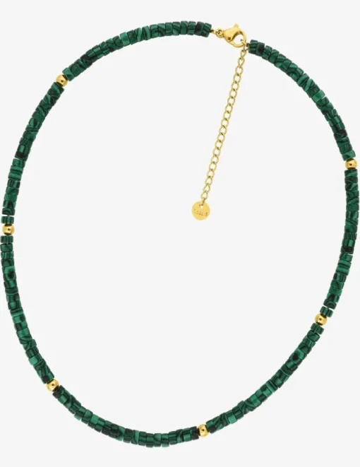 Collier acier fantaisie malachite synthétique SO OR