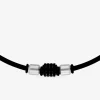 Collier acier gris cordon noir fantaisie SO OR