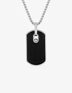 Collier acier plaque G.I noire avec pierre SO OR