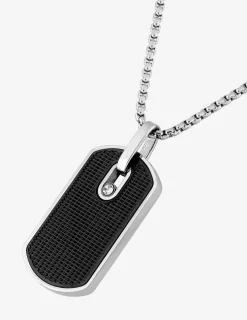 Collier acier plaque G.I noire avec pierre SO OR