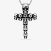 Collier acier têtes de mort en croix et maille fantaisie SO OR