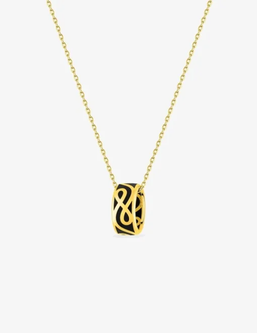 Collier anneau Lorever Or jaune 375‰ et laque noir de jais SO OR