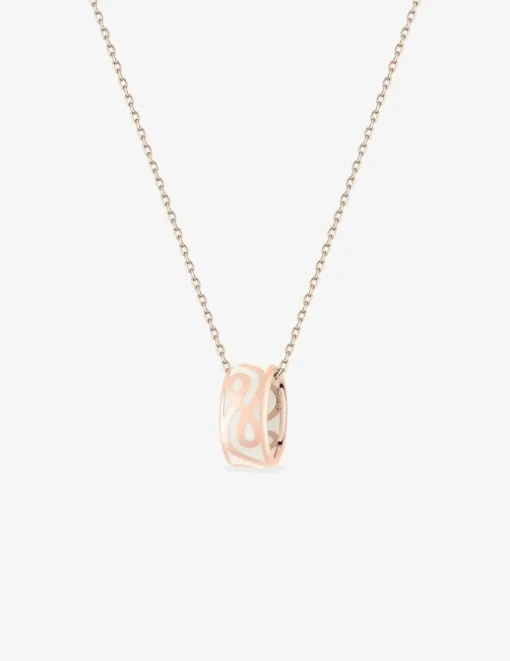 Collier anneau Lorever Or rose 375‰ et laque ivoire SO OR