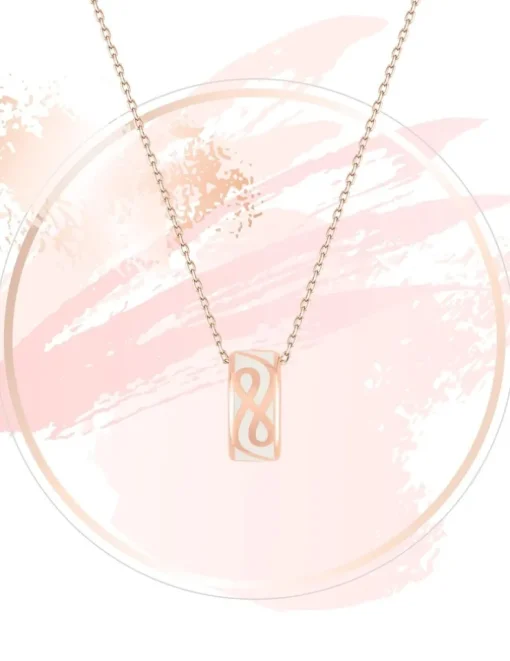 Collier anneau Lorever Or rose 375‰ et laque ivoire SO OR