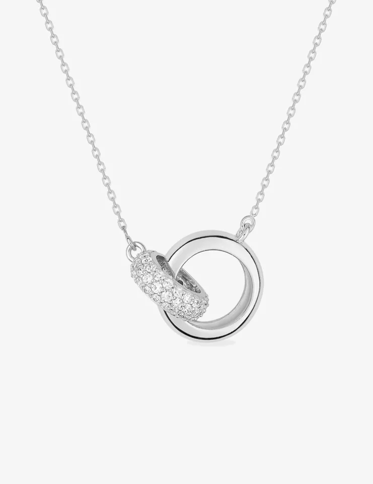 Collier anneaux entremêlés argent 925‰ rhodié et oxydes de zirconium SO OR