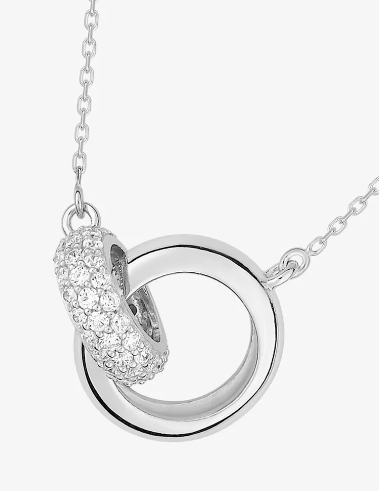 Collier anneaux entremêlés argent 925‰ rhodié et oxydes de zirconium SO OR