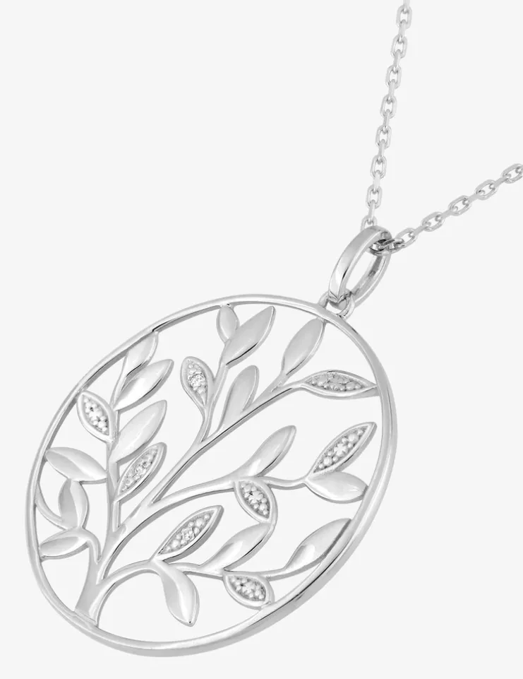 Collier arbre de vie argent 925‰ rhodié et oxyde de zirconium SO OR