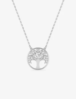 Collier arbre de vie en argent 925 ‰ rhodié et oxydes de zirconium SO OR