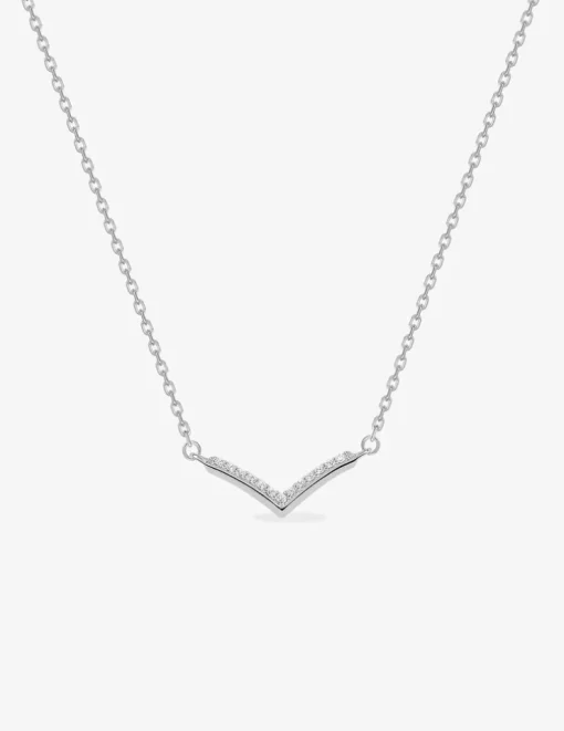 Collier argent 925 ‰ forme en V avec oxyde de zirconium SO OR