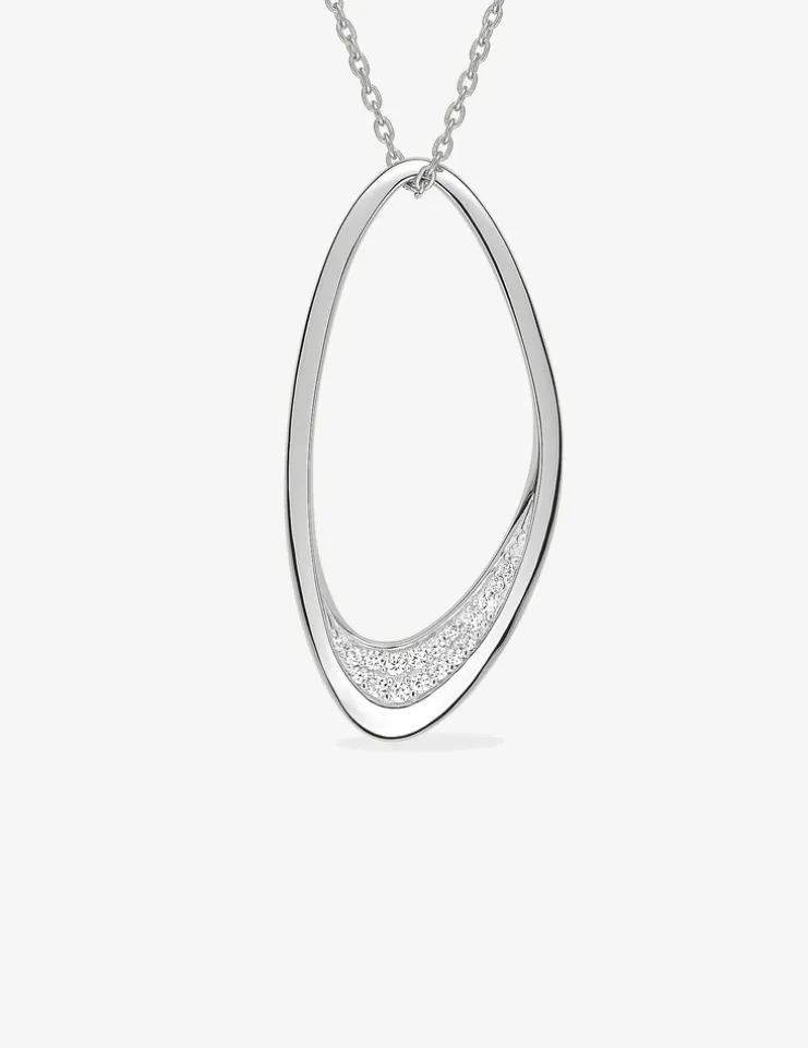 Collier argent 925 ‰ pendentif ovale oxyde de zirconium SO OR
