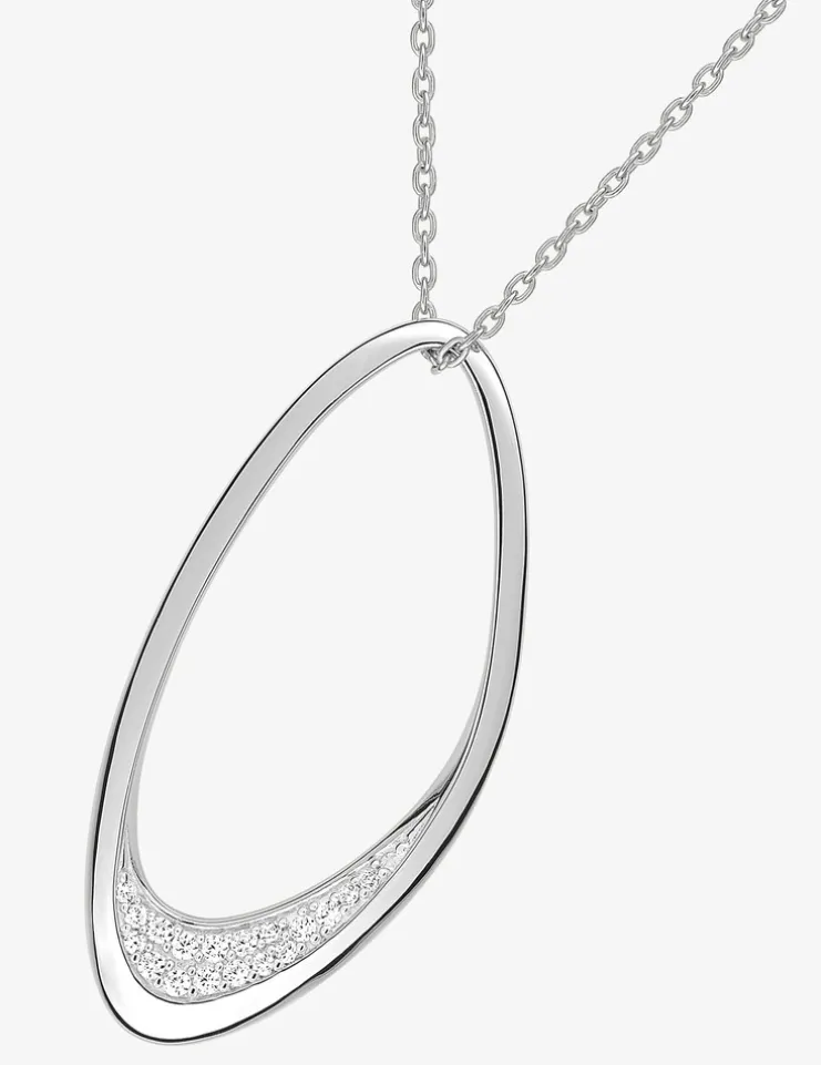Collier argent 925 ‰ pendentif ovale oxyde de zirconium SO OR