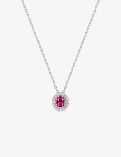 Collier argent 925 ‰ rhodié et oxydes de zirconium rouge SO OR