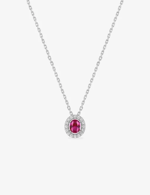 Collier argent 925 ‰ rhodié et oxydes de zirconium rouge SO OR