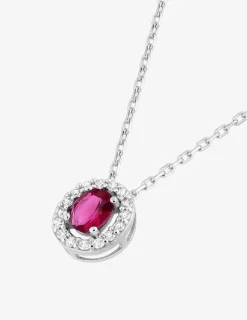 Collier argent 925 ‰ rhodié et oxydes de zirconium rouge SO OR
