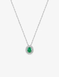 Collier argent 925 ‰ rhodié et oxydes de zirconium vert SO OR